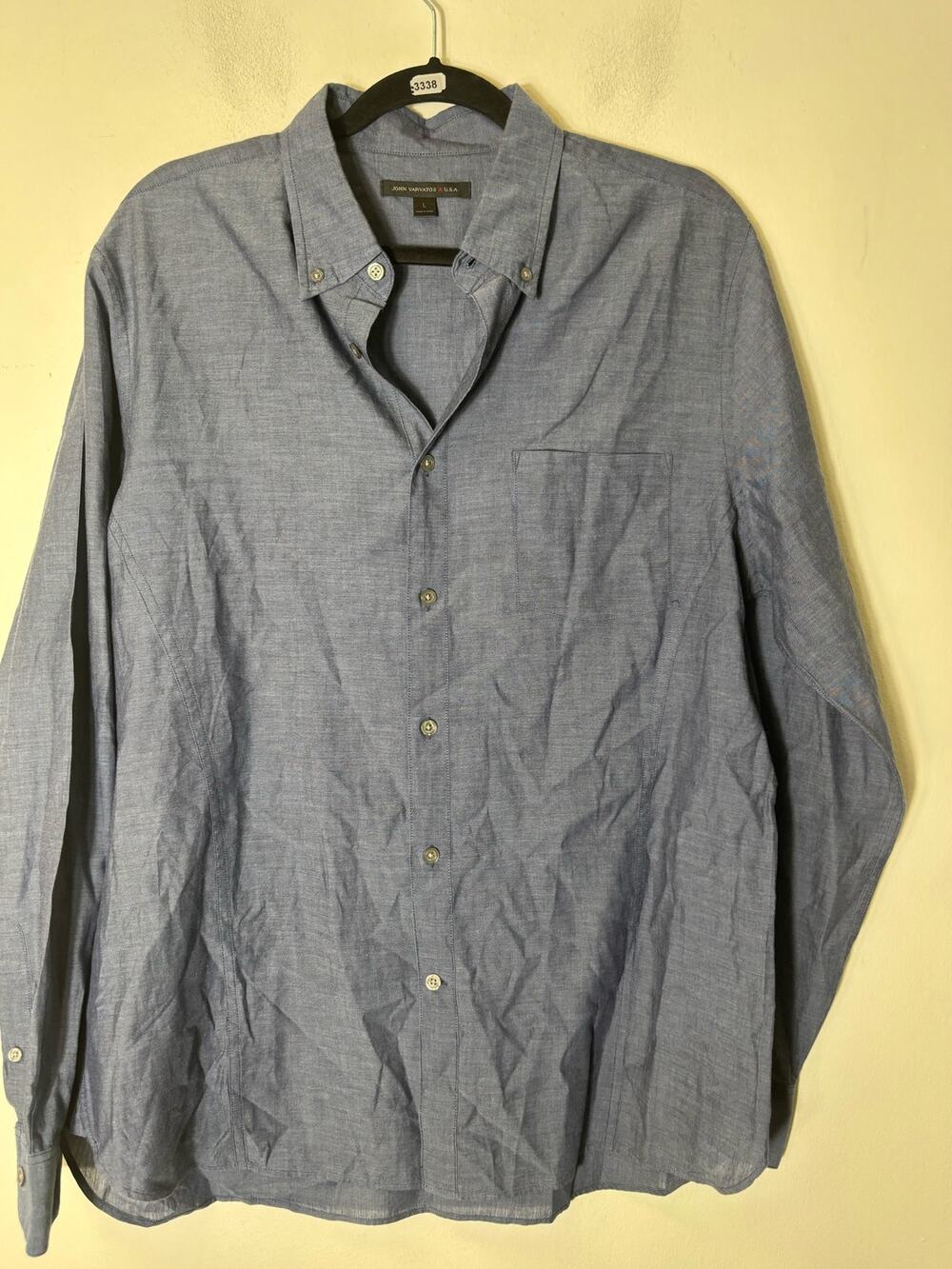 Men's John Varvatos Gray Blue Long Sleeve Button Down Shirt Sz M
